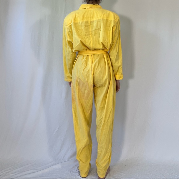 E.Z. Spirit Vintage 80s Yellow Belted Jumpsuit - Picture 3 of 11